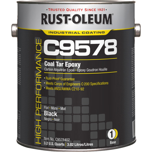 Composant de base pour rev&ecirc;tement &eacute;poxydique &agrave; base de goudron de houille et &agrave; haute teneur en solides du syst&egrave;me C9578, Noir, Gallon Brunswick Fyr & Safety