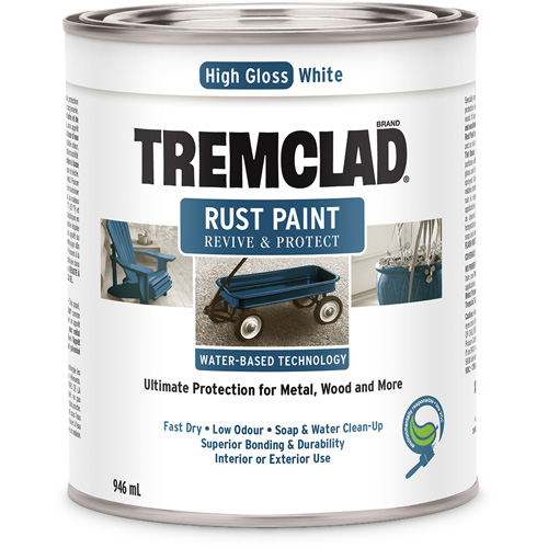 Tremclad&reg; Water-Based Rust Paint, 946 ml, Can, White Brunswick Fyr & Safety