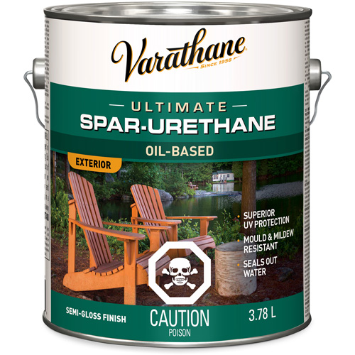Fini diamant pour bois Varathane ext&eacute;rieur, 3,78 L, Transparent, Semi-brillant Brunswick Fyr & Safety