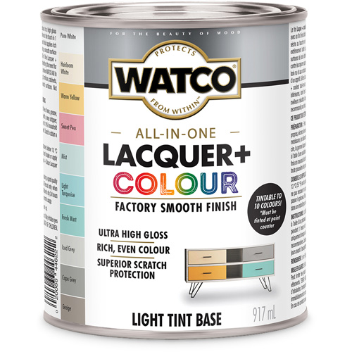 Composant de base clair pour finition laqu&eacute;e + couleur tout-en-un Watco, 946 ml, Base &agrave; ton clair, Tr&egrave;s brillant Brunswick Fyr & Safety