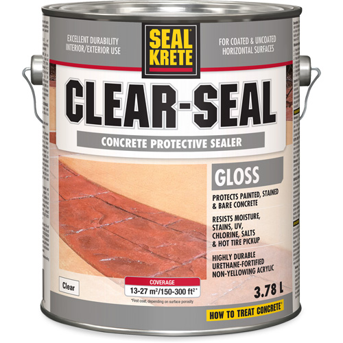Seal-Krete&reg; Protective Sealer, 3.78 L, Water-Based, Gloss, Clear Brunswick Fyr & Safety