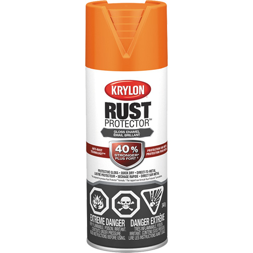Peinture &agrave; &eacute;mail Rust Protector, Orange, Brillant, 12 oz, Canette a&eacute;rosol Brunswick Fyr & Safety