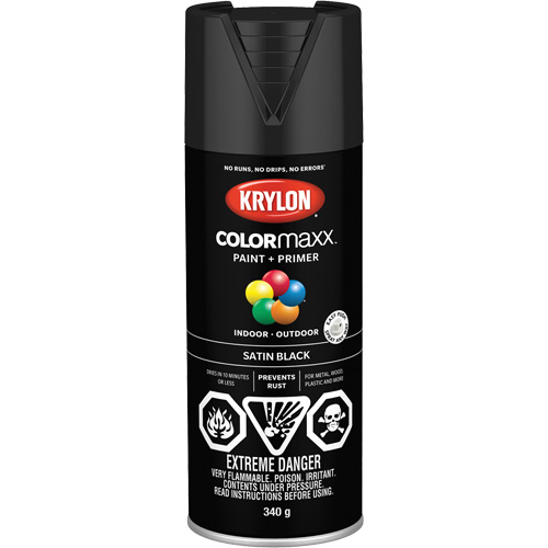 Appr&ecirc;t + peinture COLORmaxx, Noir, Semi-mat, 12 oz, Canette a&eacute;rosol Brunswick Fyr & Safety