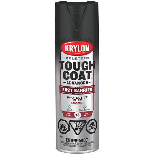 Tough Coat&reg; Advanced Paint with Rust Barrier Technology, Black, Flat, 425 g, Aerosol Can Brunswick Fyr & Safety