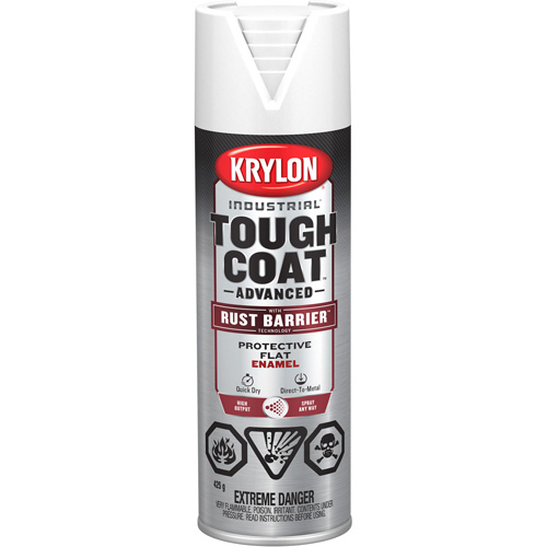 Tough Coat&reg; Advanced Paint with Rust Barrier Technology, White, Flat, 425 g, Aerosol Can Brunswick Fyr & Safety