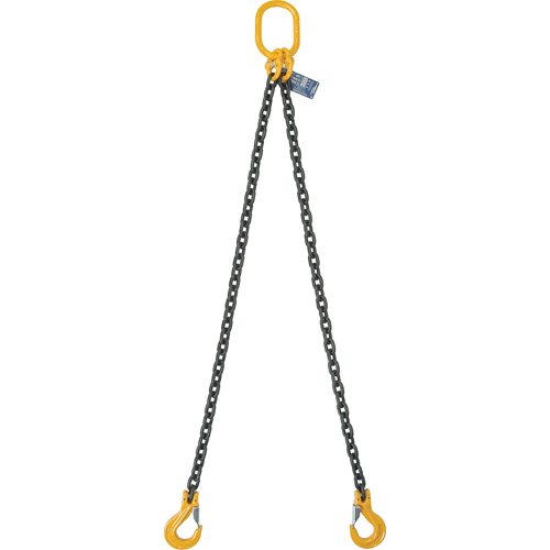 Chain Slings, 80 Chain, Double Legs, Oblong & Grab Hooks, 5/8" x 8' Brunswick Fyr & Safety