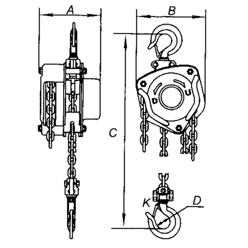 Chain Hoist, 10' Lift, 1000 lbs. Capacity, Alloy Steel Chain Brunswick Fyr & Safety