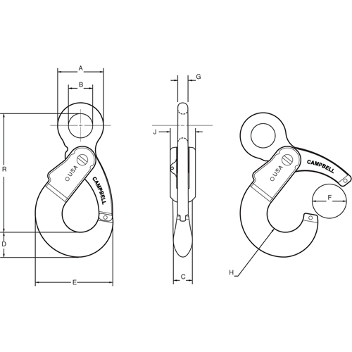 Alloy Steel Eye-Type Self-Locking Hooks Brunswick Fyr & Safety