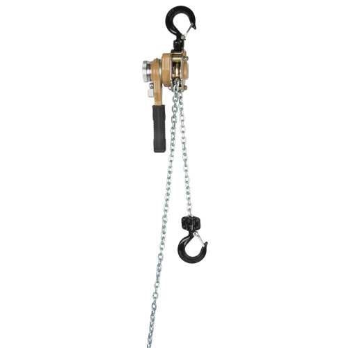 Heavy Duty Gold Series Lever Chain Hoist, 10' Lift, 500 lbs. (0.25 tons) Capacity, Alloy Steel Chain Brunswick Fyr & Safety