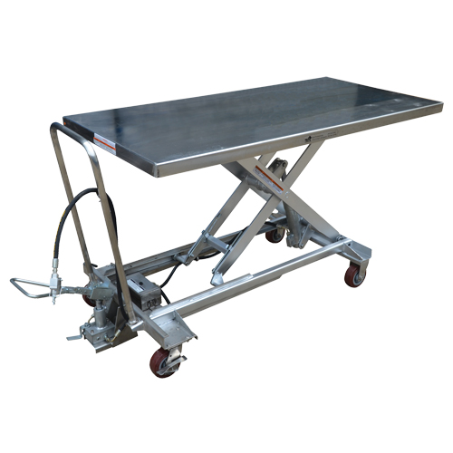Table &eacute;l&eacute;vatrice &agrave; ciseaux hydraulique pneumatique, Acier inoxydable, 63" lo x 31-1/2" la, Cap. 1000 lb Brunswick Fyr & Safety