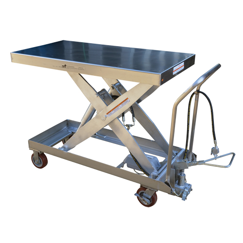 Pneumatic Hydraulic Scissor Lift Table, Stainless Steel, 47-1/2" L x 24" W, 2000 lbs. Cap. Brunswick Fyr & Safety