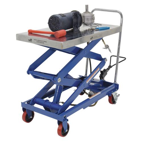 Pneumatic Hydraulic Scissor Lift Table, Steel, 35-1/2" L x 20" W, 800 lbs. Cap. Brunswick Fyr & Safety