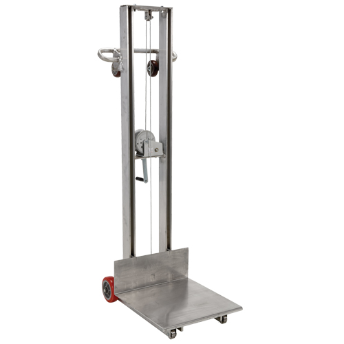 Platform Lift Stacker, Hand Winch Operated, 400 lbs. Capacity, 58" Max Lift Brunswick Fyr & Safety