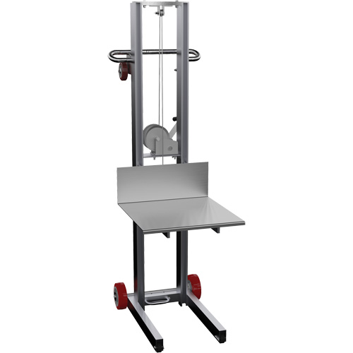 Platform Lift Stacker, Hand Winch Operated, 400 lbs. Capacity, 58" Max Lift Brunswick Fyr & Safety
