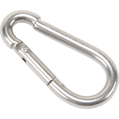 Mousqueton en acier inoxydable, 260 lb (0,13 tonne) Charge d'utilisation max., 1/4" Taille, 3/8" Oeil Brunswick Fyr & Safety