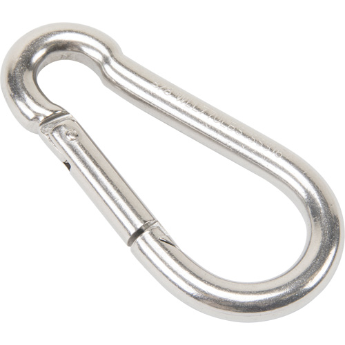 Mousqueton en acier inoxydable, 770 lb (0,385 tonne) Charge d'utilisation max., 3/8" Taille, 5/8" Oeil Brunswick Fyr & Safety