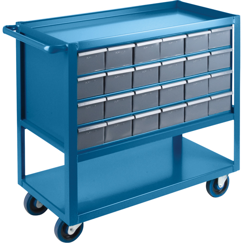 Drawer Shelf Cart, 1200 lbs. Capacity, Steel, 18" x W, 35" x H, 36" D, Rubber Wheels, All-Welded, 24 Drawers Brunswick Fyr & Safety