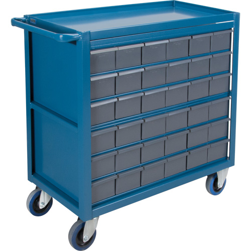 Drawer Shelf Cart, 1200 lbs. Capacity, Steel, 18" x W, 35" x H, 36" D, Rubber Wheels, All-Welded, 36 Drawers Brunswick Fyr & Safety