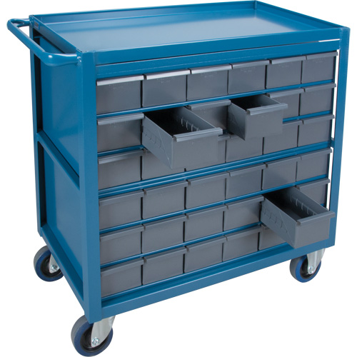 Drawer Shelf Cart, 1200 lbs. Capacity, Steel, 18" x W, 35" x H, 36" D, Rubber Wheels, All-Welded, 36 Drawers Brunswick Fyr & Safety