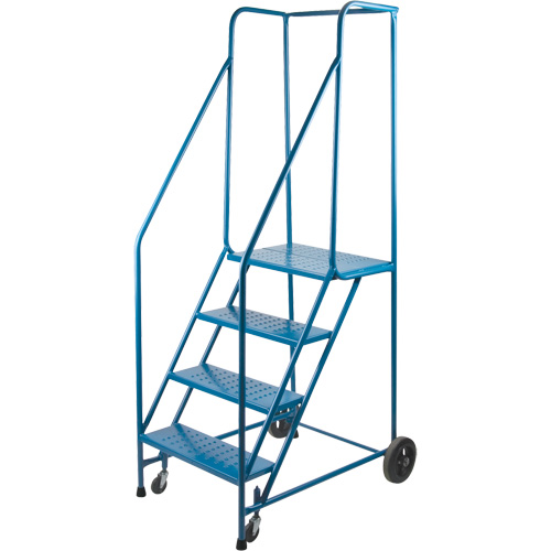 CSA-Certified Rolling Step Ladder, 4 Steps, 22" Step Width, 37" Platform Height, Steel Brunswick Fyr & Safety