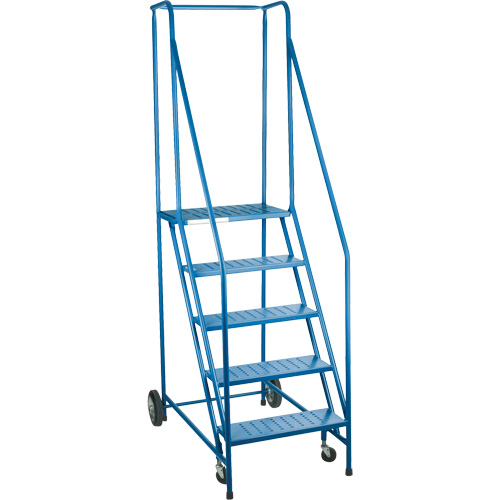 CSA-Certified Rolling Step Ladder, 5 Steps, 22" Step Width, 46" Platform Height, Steel Brunswick Fyr & Safety