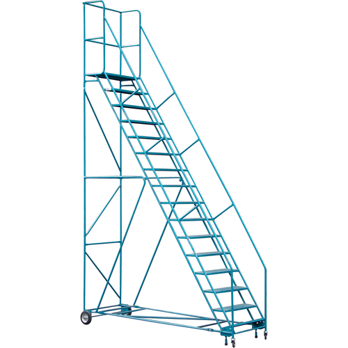 CSA-Certified Rolling Step Ladder with Locking Step, 16 Steps, 30" Step Width, 144" Platform Height, Steel Brunswick Fyr & Safety