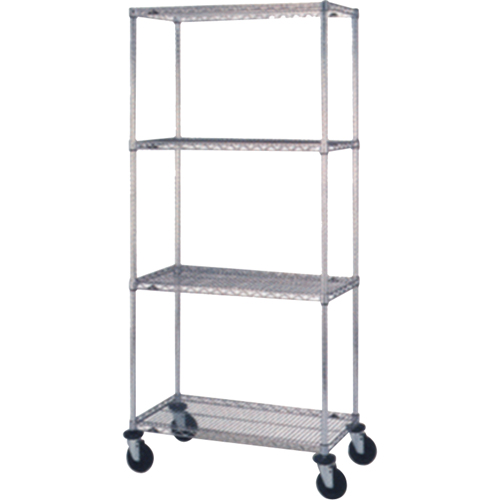 Wire Shelf Cart, Chrome Plated, 24" x 69" x 60", 800 lbs. Capacity Brunswick Fyr & Safety