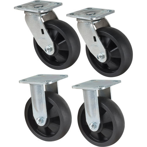 Jeu de roulettes, Fixe/Pivotant, 6" (152,4 mm), Nylon, 2400 lb (1089 kg) Brunswick Fyr & Safety