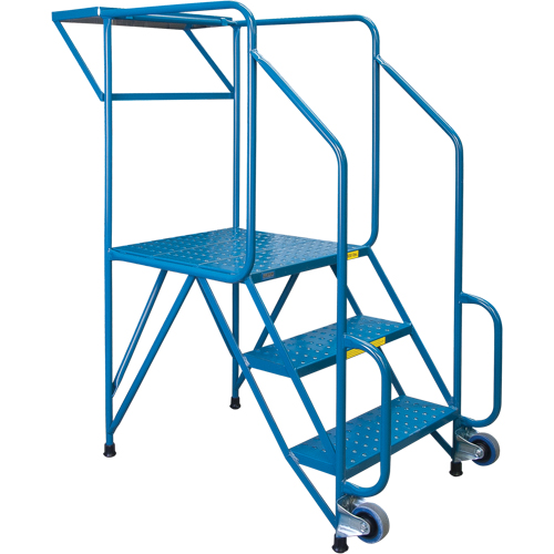 Mechanics/Maintenance Rolling Ladder, Steel, 3 Steps, 28" Platform Height Brunswick Fyr & Safety