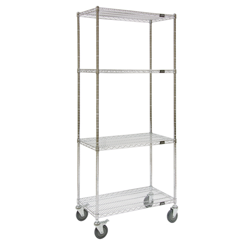 Wire Shelf Cart, Chrome Plated, 60" x 80" x 24", 800 lbs. Capacity Brunswick Fyr & Safety
