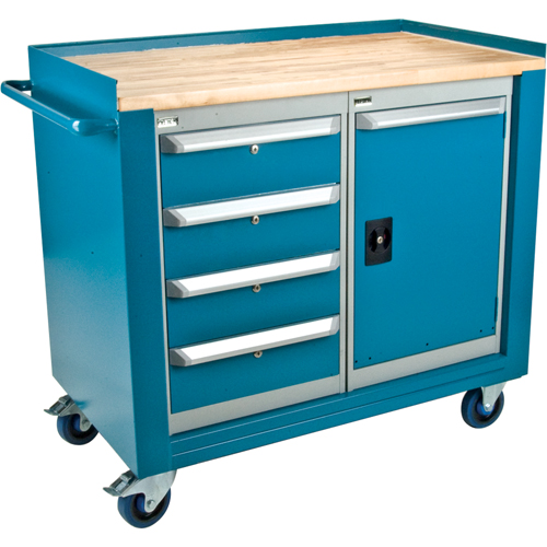 Industrial Duty Mobile Service Workbenches, Wood Surface Brunswick Fyr & Safety