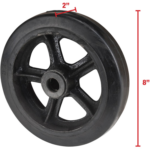 Mold-On Rubber Wheel, 8" (203 mm) Dia. x 2" (51 mm) W, 400 lbs. (181 kg.) Capacity Brunswick Fyr & Safety