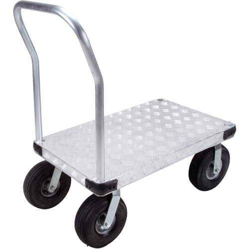 Aluminum Platform Truck, 24" W x 36" L, 1600 lbs. Cap., Pneumatic Wheels Brunswick Fyr & Safety