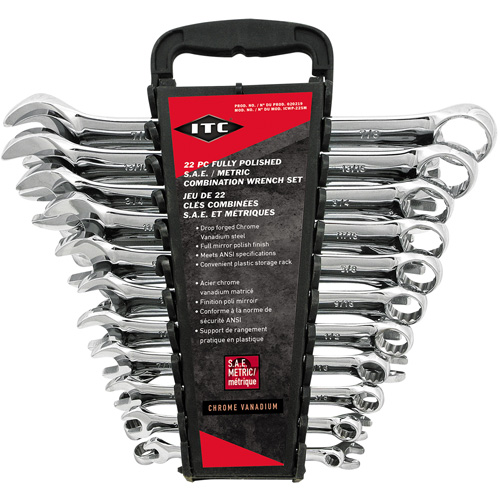ICWP-22SM Wrench Set, Combination, 22 Pieces, Imperial and Metric Brunswick Fyr & Safety