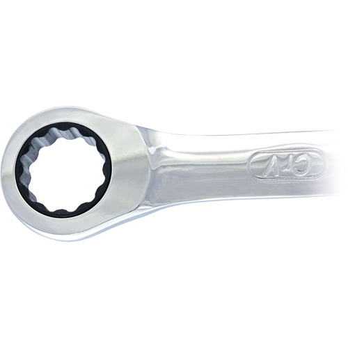 Non-Reversible Long Pattern Ratcheting Combination Wrench, 19 mm, Plain Finish Brunswick Fyr & Safety