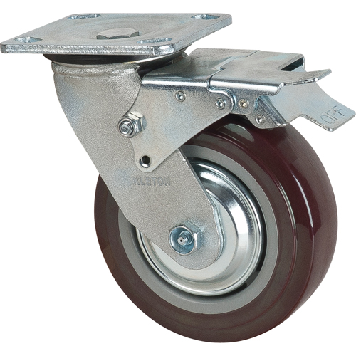 Caster, Swivel with Brake, 6" (152.4 mm), Polyurethane, 850 lbs. (385 kg.) Brunswick Fyr & Safety
