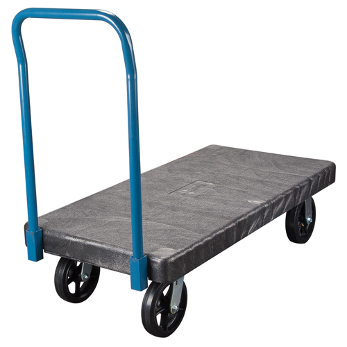Plastic Platform Trucks, 48" L x 24" W, 2000 lbs. Cap., Mold-on Rubber Wheels Brunswick Fyr & Safety
