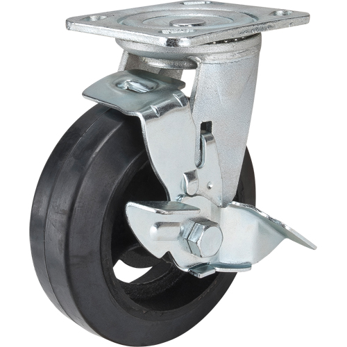 Roulette moul&eacute;, Pivotant avec frein, 6" (152,4 mm), Caoutchouc, 550 lb (249 kg) Brunswick Fyr & Safety