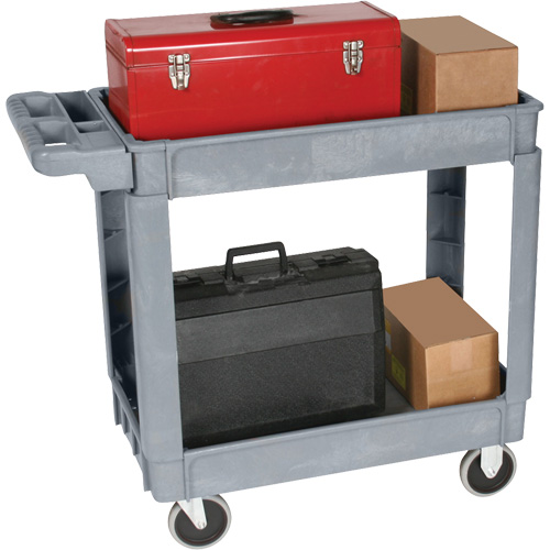 Deluxe Utility Cart, 2 Tiers, 25" x 35-1/2" x 43.5"/43-1/2", 550 lbs. Capacity Brunswick Fyr & Safety