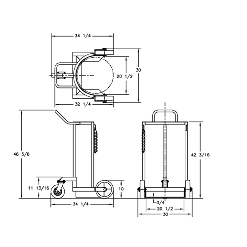 Grand chariot LCC pour bouteille de gaz liquide, Roues Polyur&eacute;thane, Base de 20" la x 20" p, 1000 lb Brunswick Fyr & Safety
