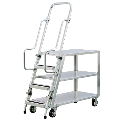 Chariot de pr&eacute;paration en aluminium avec &eacute;chelle, Aluminium, 22" la x 51-1/2" p, 3 tablettes, Capacit&eacute; 800 lb Brunswick Fyr & Safety