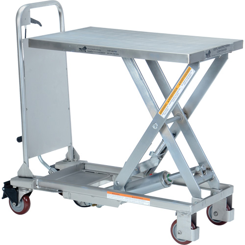 Manual Hydraulic Scissor Lift Table, 27-1/2" L x 17-5/8" W, Partial Stainless Steel, 400 lbs. Capacity Brunswick Fyr & Safety
