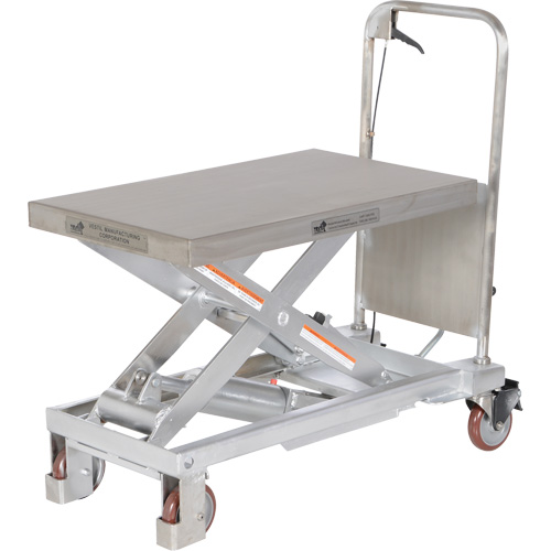 Manual Hydraulic Scissor Lift Table, 32-1/2" L x 19-1/2 W, Partial Stainless Steel, 1000 lbs. Capacity Brunswick Fyr & Safety