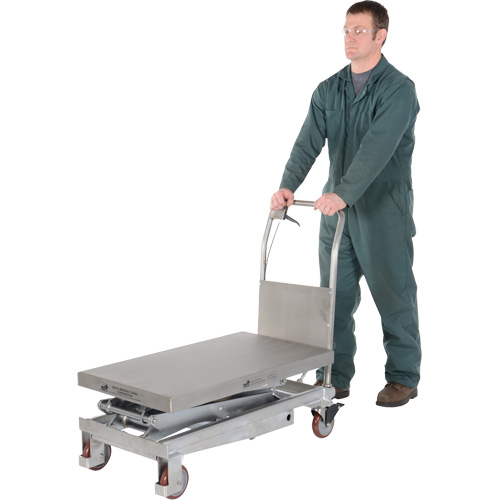 Table &eacute;l&eacute;vatrice hydraulique manuelle &agrave; ciseaux, 35-1/2" lo x 20" la, Partiellement en acier inoxydable, Capacit&eacute; 800 lb Brunswick Fyr & Safety