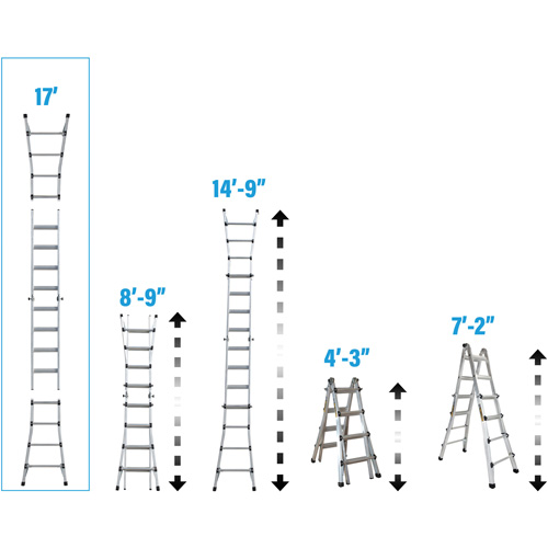 Telescoping Multi-Position Ladder, Aluminum, 300 lbs., CSA Grade 1A Brunswick Fyr & Safety
