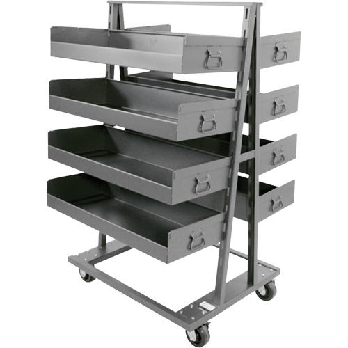 Double-Sided Heavy Duty A-Frame Cart with 8 Large Lipped Trays, 38" x 30" x 63", 2500 lbs. Capacity Brunswick Fyr & Safety