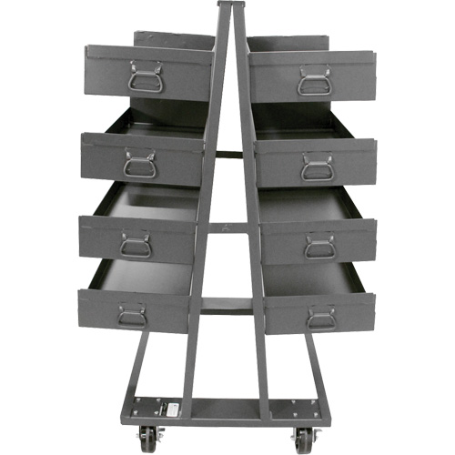 Double-Sided Heavy Duty A-Frame Cart with 8 Large Lipped Trays, 38" x 30" x 63", 2500 lbs. Capacity Brunswick Fyr & Safety