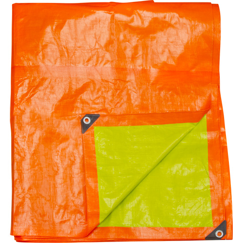 High-Visibility Heavy-Duty Woven Tarp, Polyethylene, Green/Orange, 16' x 20' x 12 mils Brunswick Fyr & Safety
