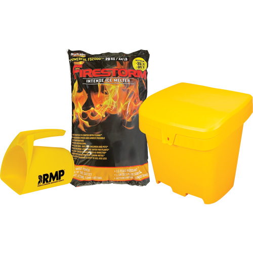 Ensemble de produit de d&eacute;glaçage intense Firestorm avec 56 sacs, Sac, 44 lb (20 kg), Point de fonte -32°C (-25°F) Brunswick Fyr & Safety