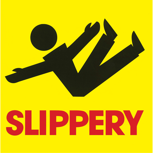 C&ocirc;nes de d&eacute;viation - &eacute;tiquettes de message  Slippery , Adh&eacute;sif, Anglais avec pictogramme Brunswick Fyr & Safety